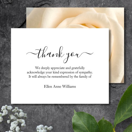 Thank You Funeral Thank You Note Card 