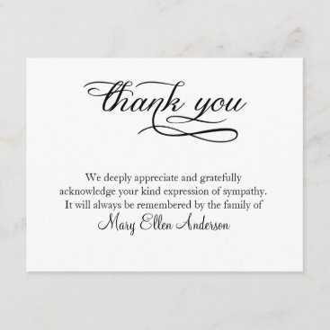 Thank You Funeral Thank You Note Card behreavement