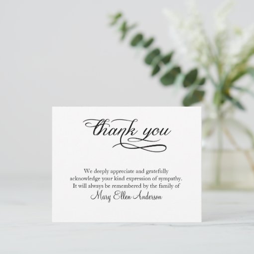 Thank You Funeral Thank You Note Card behreavement | Zazzle