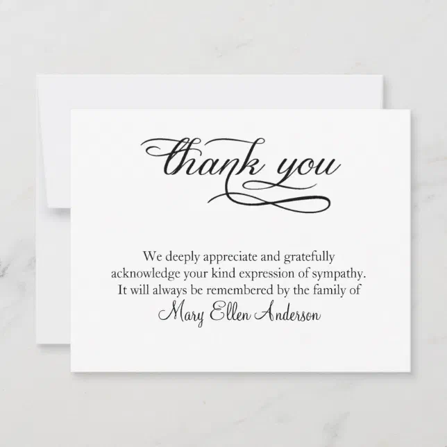 Thank You Funeral Thank You Note Card behreavement | Zazzle