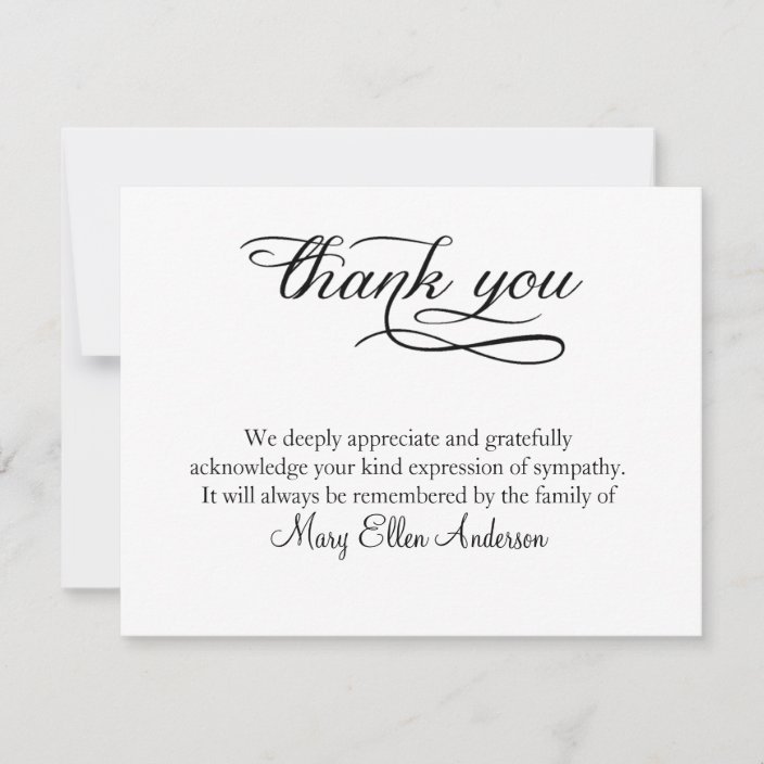 Thank You Funeral Thank You Note Card Behreavement Zazzle Com