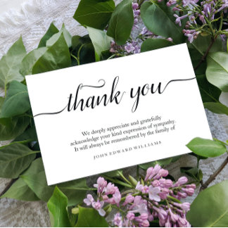 Thank You Funeral Thank You Note Card Bereavement