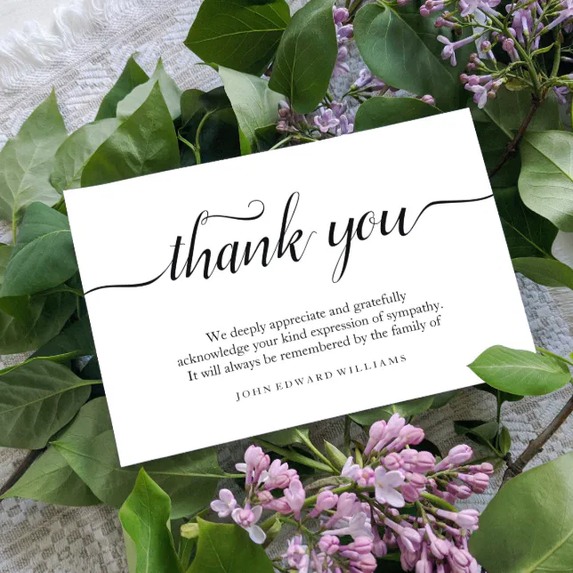 Thank You Funeral Thank You Note Card Bereavement 