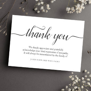 Thank You Funeral Thank You Note Card Bereavement
