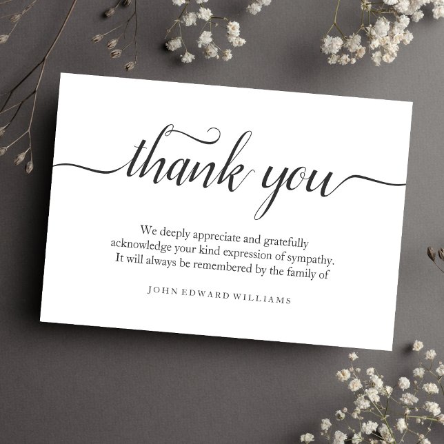 Thank You Funeral Thank You Note Card Bereavement (Gray Sympathy Thank You Card)