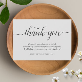 Thank You Funeral Thank You Note Card Bereavement