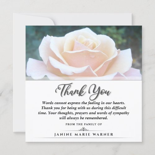 Thank You Funeral White Rose Square _ Words