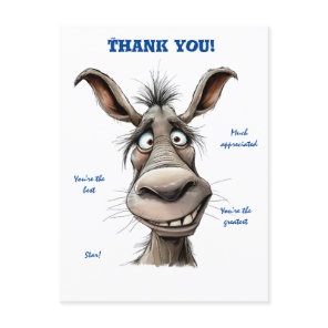 Thank You Funny Donkey Postcard