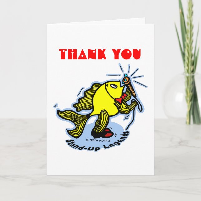 THANK YOU funny Stand-Up Fish cartoon CARD (Front)