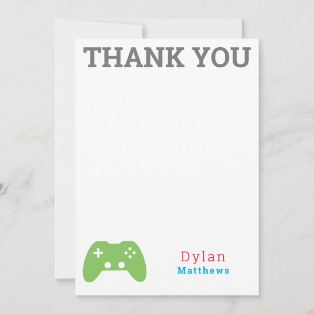 Thank You Gamer Video Game Pattern Card (Front)