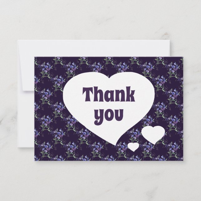 Thank You Garden Flower Sweet Peas Floral Pattern Card (Front)