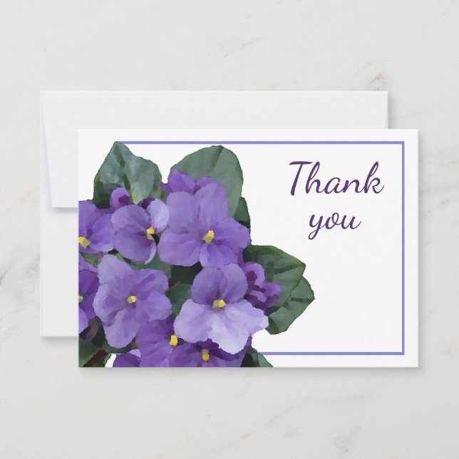 Thank You Garden Flowers African Violet Floral Art Card (Front)
