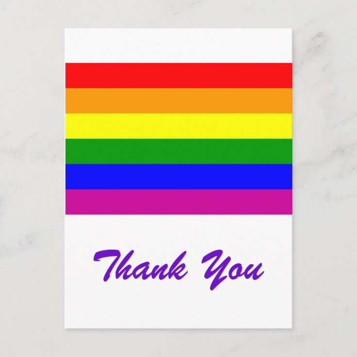 Thank You/ Gay Rainbow Wedding Postcard | Zazzle