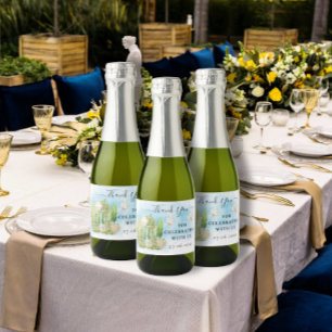 Thank You Gazebo flowers doves Wedding Luxury Gift Sparkling Wine Label