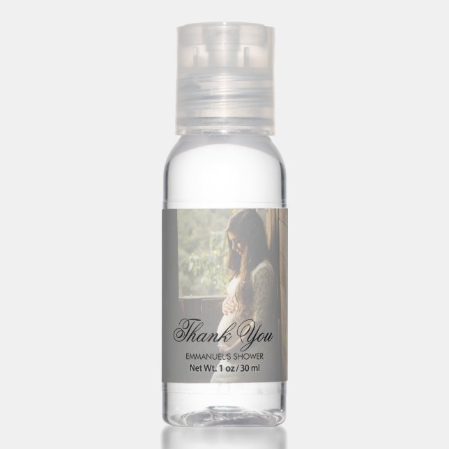Thank You Gender Neutral Baby Shower Modern Photo Hand Sanitizer (Front)