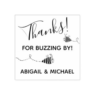 Thank You Gender-Neutral Cute Bee Baby Shower Rubber Stamp