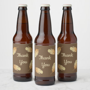 Thank You General Appreciation Feather Pattern Beer Bottle Label
