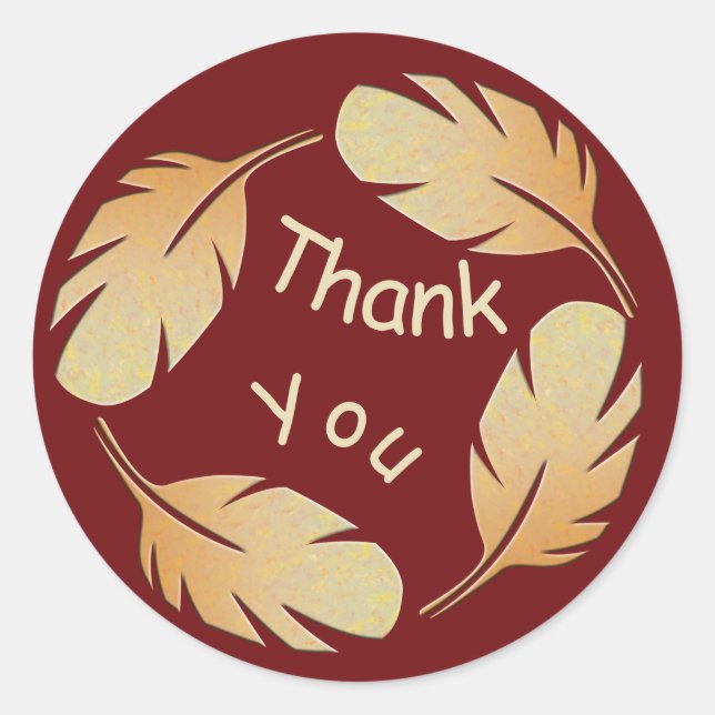 Thank You General Appreciation Feather Pattern Classic Round Sticker (Front)