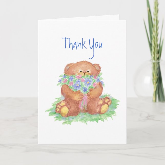 Thank You, General, Flowers &  Teddy Bear You Card (Front)