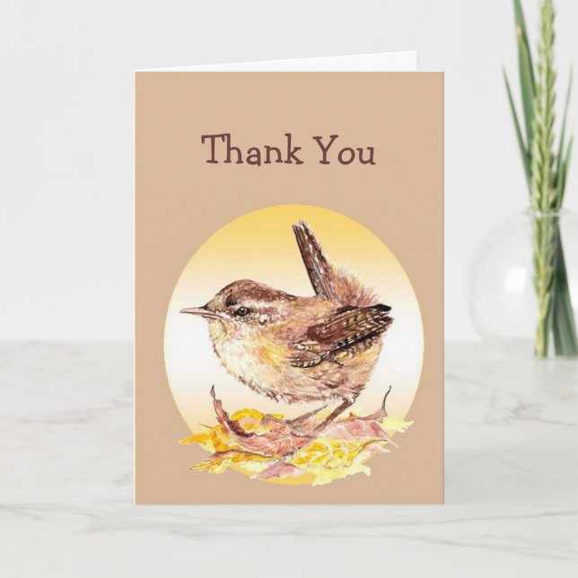 Thank You General  Watercolor House Wren Bird (Front)
