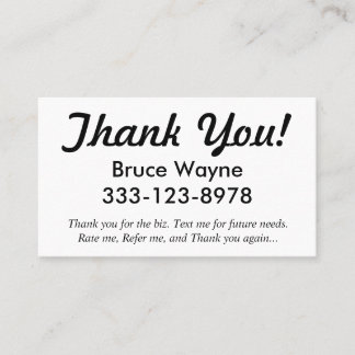Thank You! generic ride share business cards