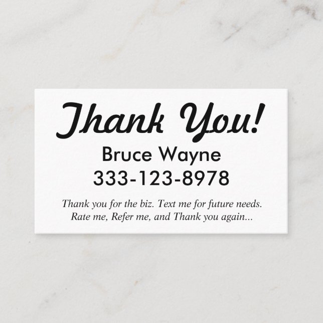 Thank You! generic ride share business cards (Front)
