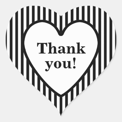 Thank You _ Geometric BlackWhite Stripe Pattern Heart Sticker