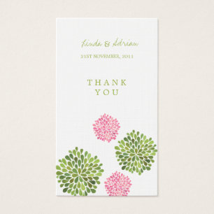 Thank You Gift Favor Tags Pink & Green Blooms