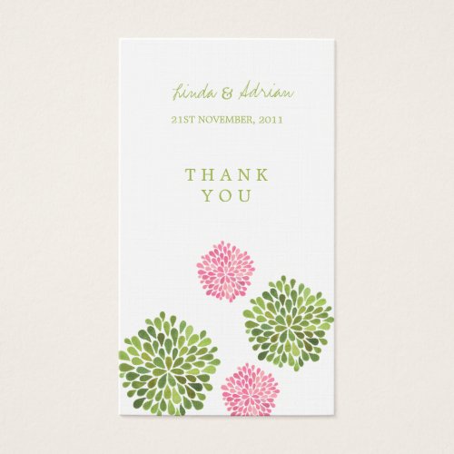 Thank You Gift Favor Tags Pink  Green Blooms