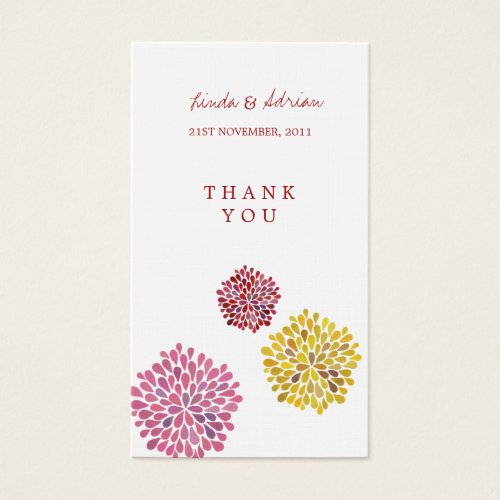 Thank You Gift Favor Tags Red Pink Yellow Blooms