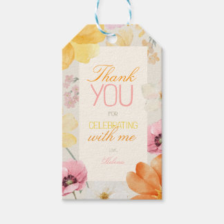 Thank You Gift Floral Pastel Peach Pink Yellow  Tags