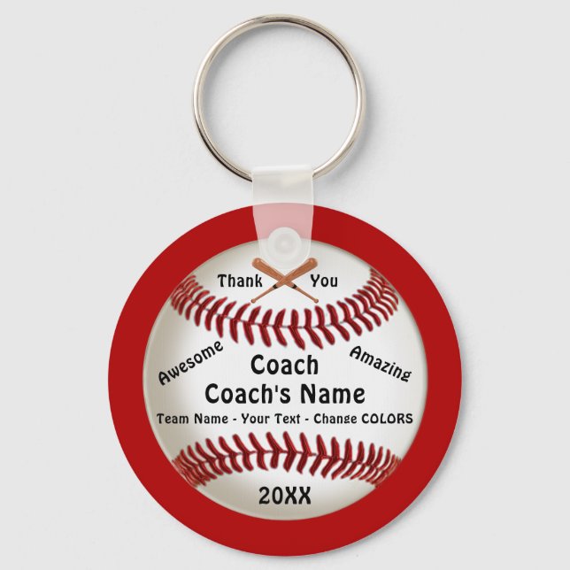 Thank You Gift for Baseball Coach, Baseball Keychain (Front)