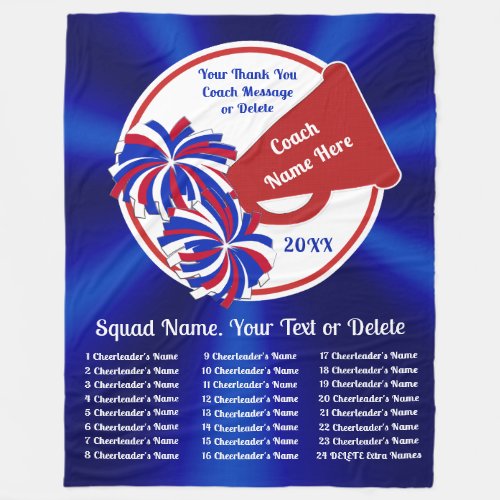Thank You Gift for Cheer Coach Red White and Blue Fleece Blanket