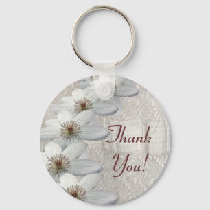 Thank You Gift - Key Chain White Lace and Flowers