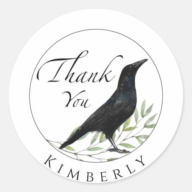 Thank You Gift Stickers Crow Bird Sticker (Front)