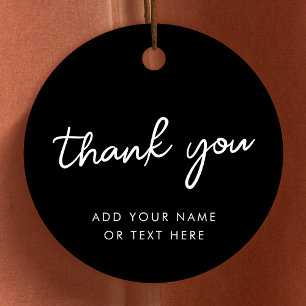 Thank you Gift Tags Stylish Typographic Black