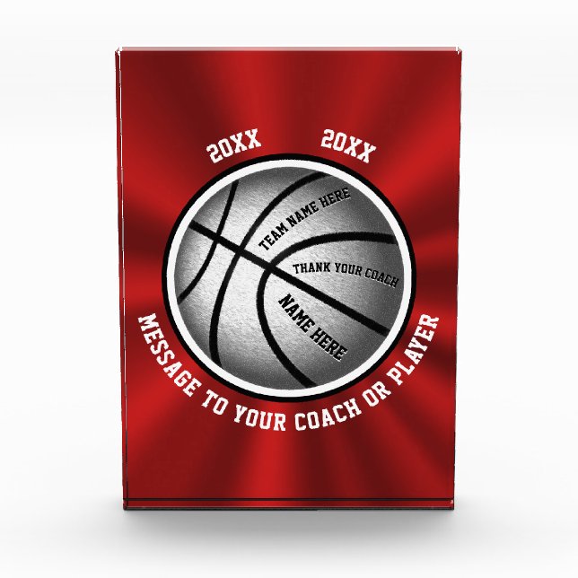 Thank You Gifts for Basketball Coaches Awards (Front)