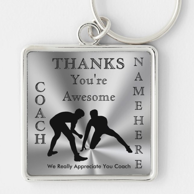 Thank You Gifts for Wrestling Coaches PERSONALIZED Keychain (Front)