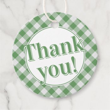 Thank You: Gingham Checks Pattern - Green/white Favor Tags by NancyTrippPhotoGifts at Zazzle