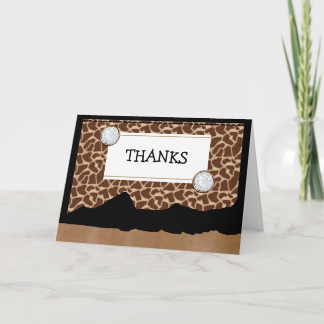 Thank You Giraffe Print Blank Card Template (Front)