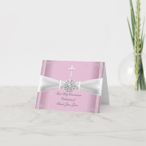 Thank You Girl First Holy Communion pink White