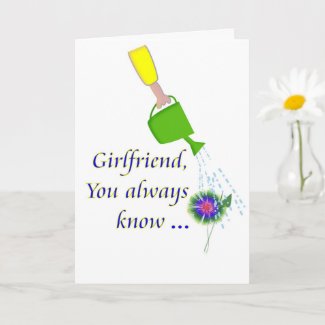 Thank You Girlfriend, Colorful Watercan and Flower Card