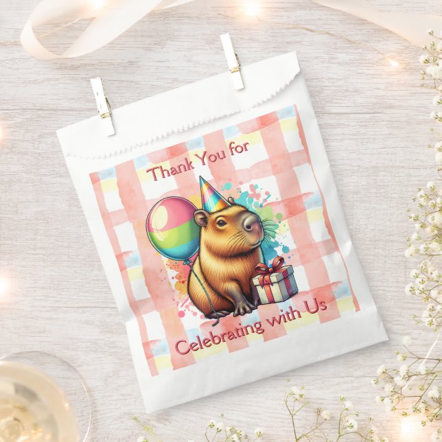 Thank You Girl's Birthday Party Capybara  Favor Bag (Clipped)