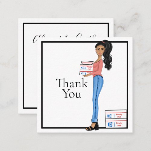 Thank You Girly Business Woman Square Business Car Square Business Card