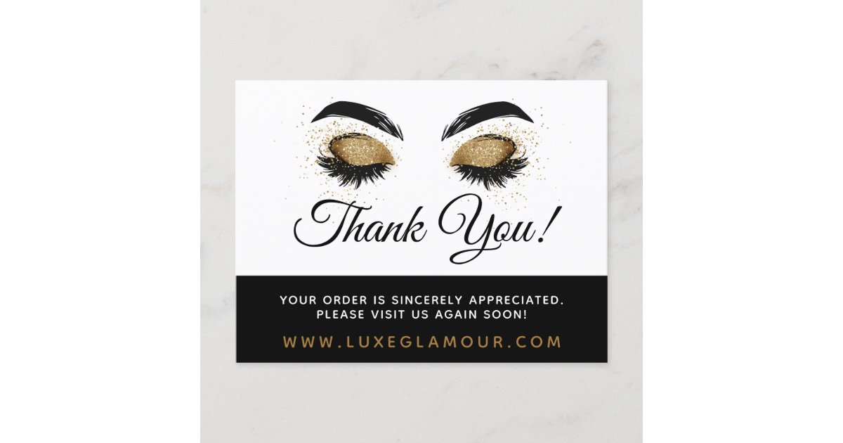 Thank You Glamorous Gold Eye Lashes Makeup Coupon Postcard ...