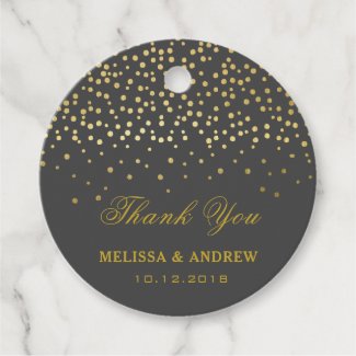 Thank You | Glamorous Gold Sparkles - Wedding Favor Tags