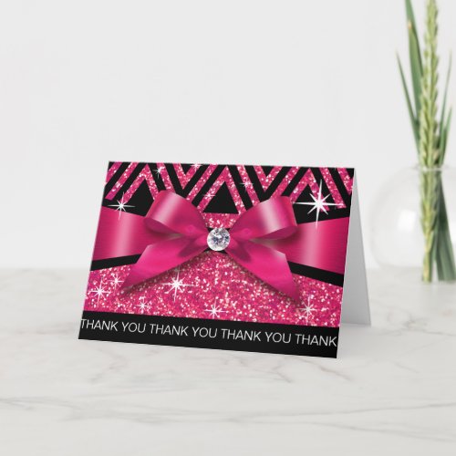 Thank you Glitter Chevron Bling Diamond fuchsia