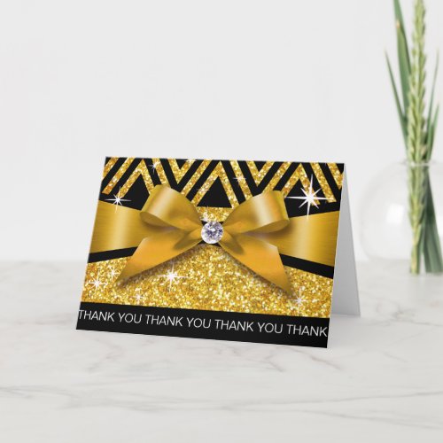 Thank you Glitter Chevron Bling Diamond gold