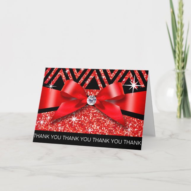 Thank you Glitter Chevron Bling Diamond red (Front)
