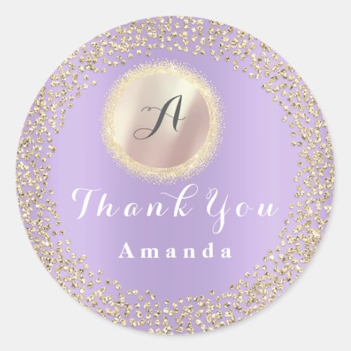 Thank You Glitter Monogram 16th Rose Gold Bridal Classic Round Sticker